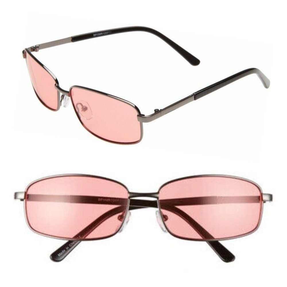 BP. 58mm Rectangular Wire Sunglasses 100% UV Protection - Red